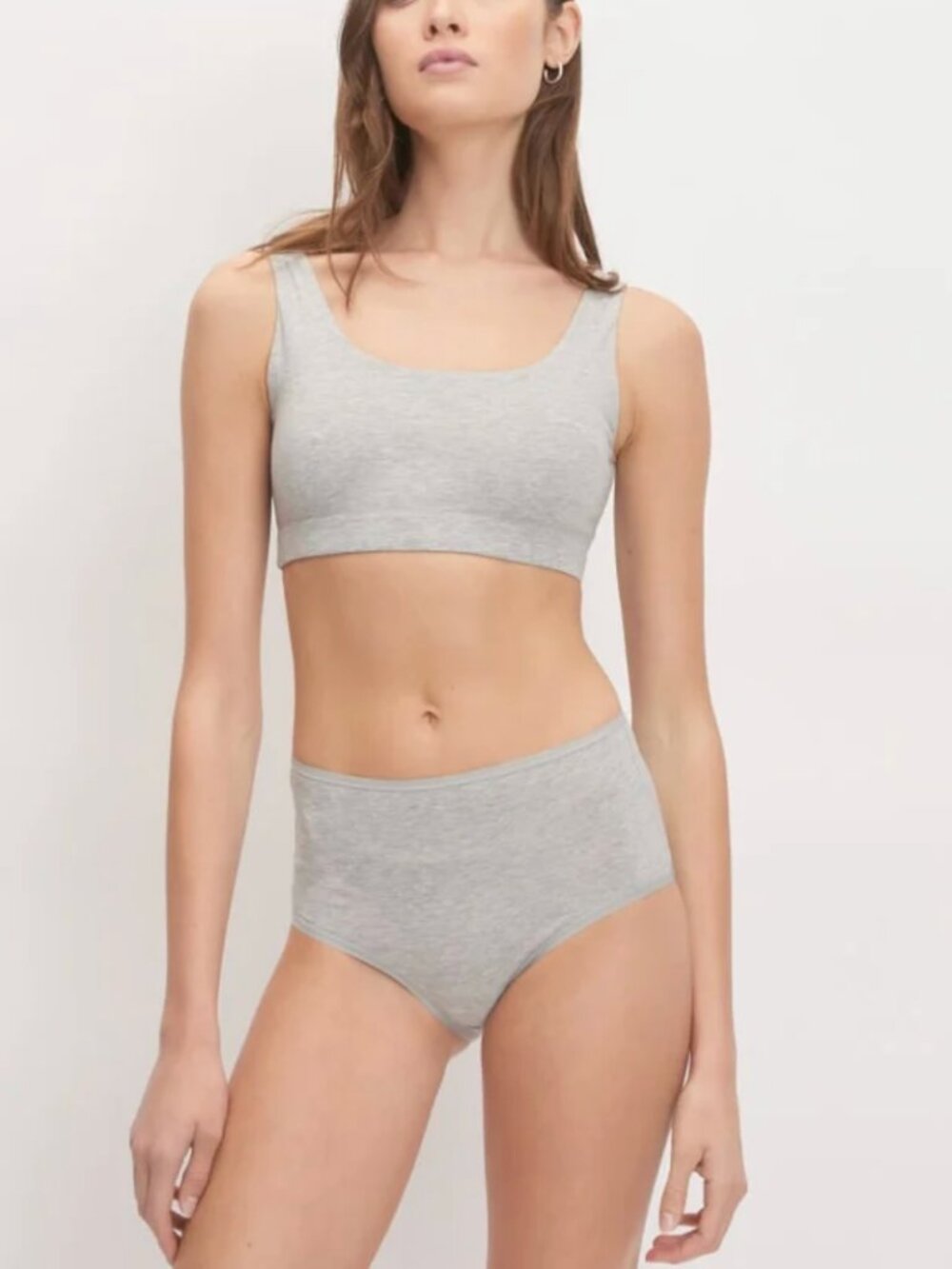 NWT Everlane The Cotton Tank Bra Heathered Grey Size XS